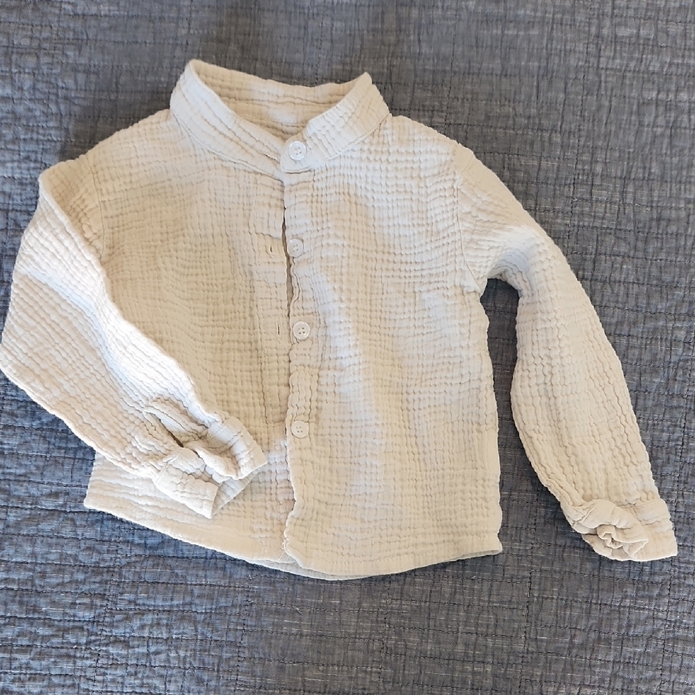 Kids Cream Button-Up Shirt